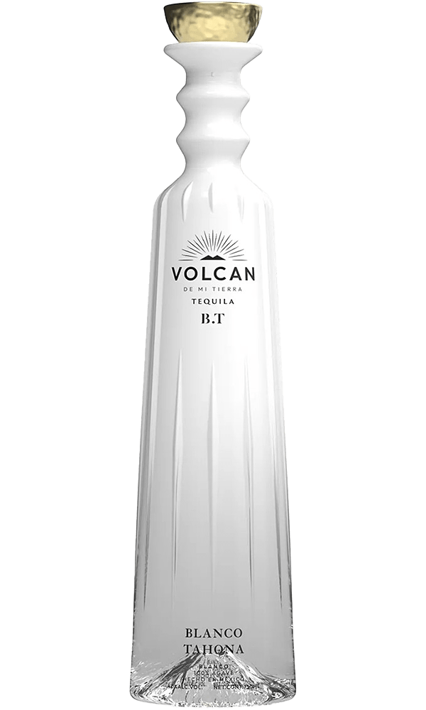 Volcan Tequila Blanco bottle with a unique design and gold top, ideal for luxury tequila tasting in Mallorca